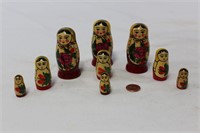 Russian Folk Art Hand Painted Stacking Dolls