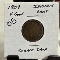 1909 INDIAN HEAD PENNY CENT SCARCE DATE