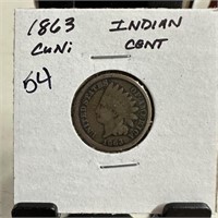 1863 INDIAN HEAD PENNY CENT