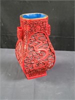 Chinese cinnabar vase, 12"h x 6"w