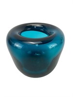 Vintage Hand Blown Turquoise Glass Bud Vase