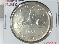 1951 'arnprior' (ms62) Can Silver Dollar