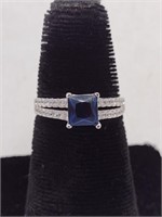 .925 Marked 2.20ct Cut Sapphire Solitare Ring