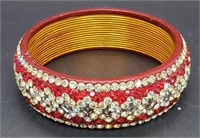(K) Crystal Design Bracelet with Copper Coils