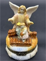 Vintage Guardian Angel & Children Trinket Box