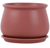 Allen+Roth  round red ceramic indoor planter