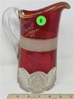 Cedar Point 1906 Ruby Red flash glass pitcher