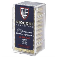 One Hundred (100) Cartridges: Fiocchi .22MAG, JSP