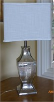 Mercury Base Glass Lamp w/White Linen Square Shade