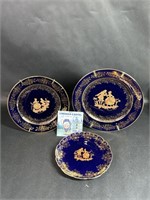 Three Limoges Castle Porcelain Plates