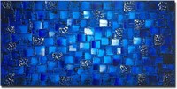 Thick Textured Abstract Squares Canvas 48x24