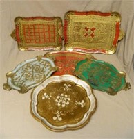 Gilt Florentine Trays.  6 pc.