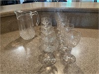 Vintage Wine Glass & Pitcher Set