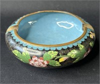 Vintage cloisonné floral ashtray