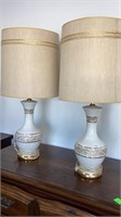 Mid-Century  Lamps with shades 27.5 high