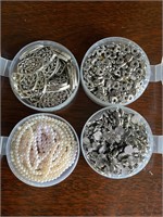 4 box of mixed stuff. Jewelry findings, beads.