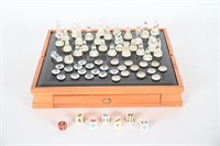 Vintage Glass Top Chess/Backgammon Board