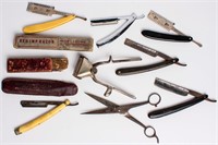 Vintage Straight Razors, Shears, Clippers