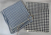2 large pieces of blue check fabric ca. 19th-20th