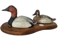 WH Turner Wood Carved Canvasback Ducks