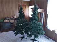 Set of two multi-colored lighted Christmas trees