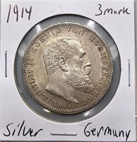 1914 German Silver 3 Marks
