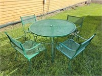 Antique Wrought Iron Patio Table and 4 Chairs