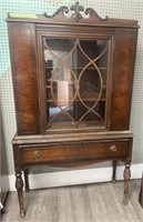 Vintage Wooden China Cabinet with glass door and