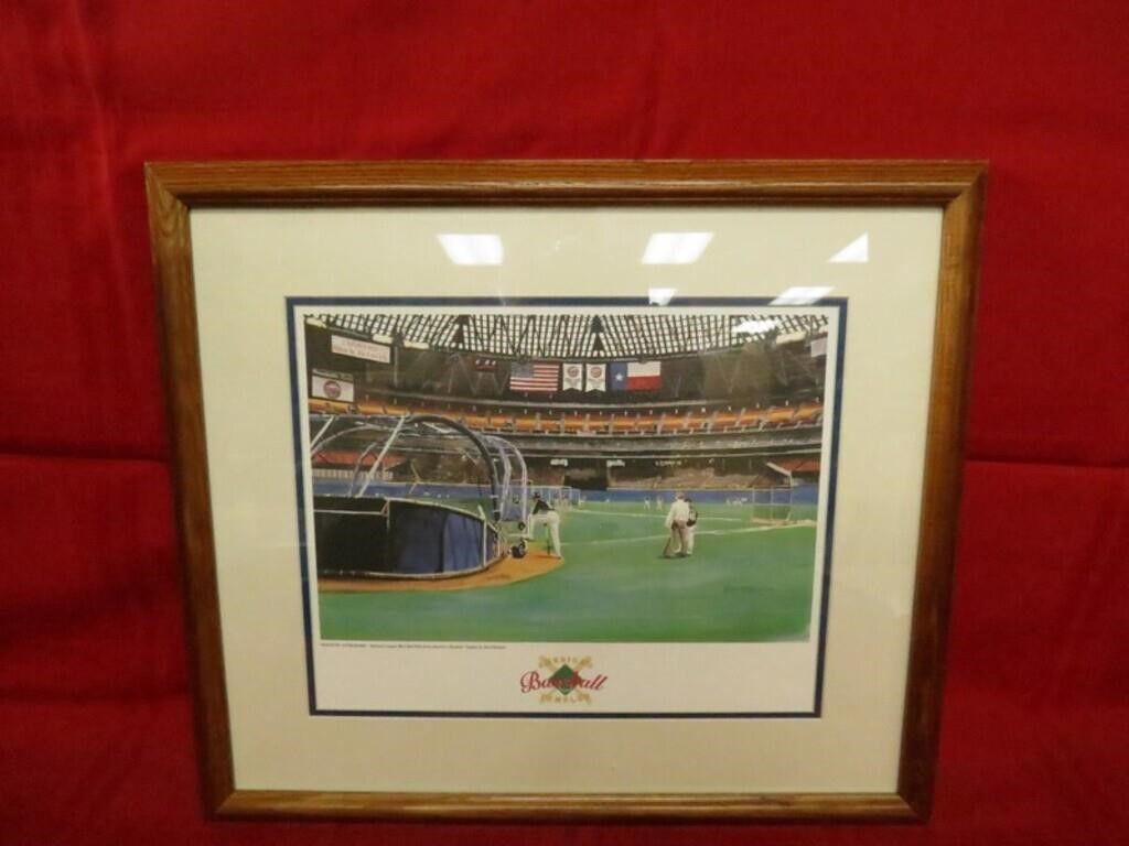 Frame Houston Astrodome baseball photograph.