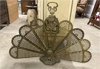 Vintage Victorian Brass Fan Fireplace Screen