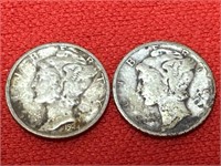 1944-D & 1945-D Mercury Silver Dimes