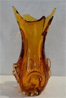 Vintage Amber Art Glass Vase