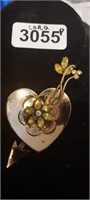 VINTAGE STERLING SILVER CORO HEART PIN, 18G