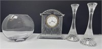 Waterford Clock, Crystal Vase, Candleholders