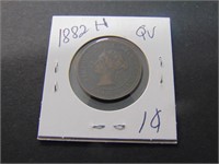 1882H Canadian 1 cent Coin