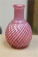 Vintage Swirl Pink Art Glass Vase