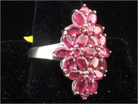 Sterling Silver Ring w/Rubies - sz 10