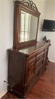 Dresser And Mirror With Wood and Iron Accents