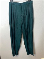 Vintage Green Pleated Front Trouser Pants