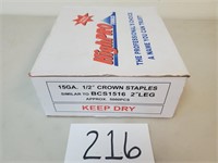 15GA 1/2" Crown Staples - 2" Leg - Mostly Full Box