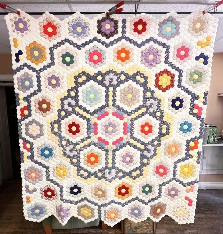 Grandma's Flower Garden Quilt c. 1960s