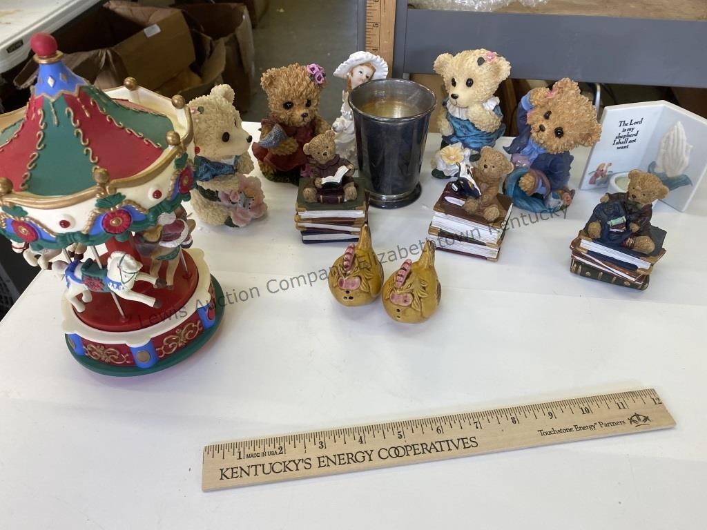 Teddy bears, cup marked Sheridan on the bottom