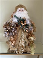 Porcelain Santa In Gold Christmas Figurine