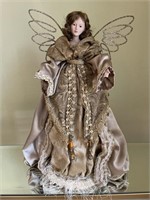 Porcelain Angel In Gold Christmas Figurine