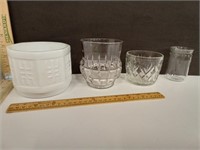 Milk Glass Asian Design Decor Bowl, Glass Decor