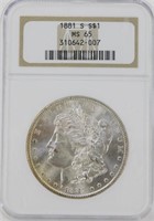 1881-S Morgan Silver Dollar NGC MS-65