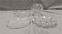 Cut glass & crystal trays & more