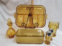 Amber- Federal Refrig. Dish, Amber Relish Tray