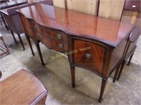 Inlaid Sheraton Style Serpentine Front Sideboard
