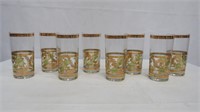 Mid Century Gold Embossed Barware Glasses